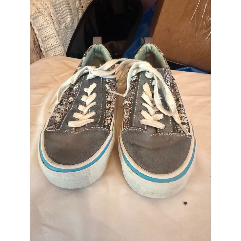 BOBS from Skechers Women's Gray Dog Print 3D Glasses Sneakers size 5.5 VGUC